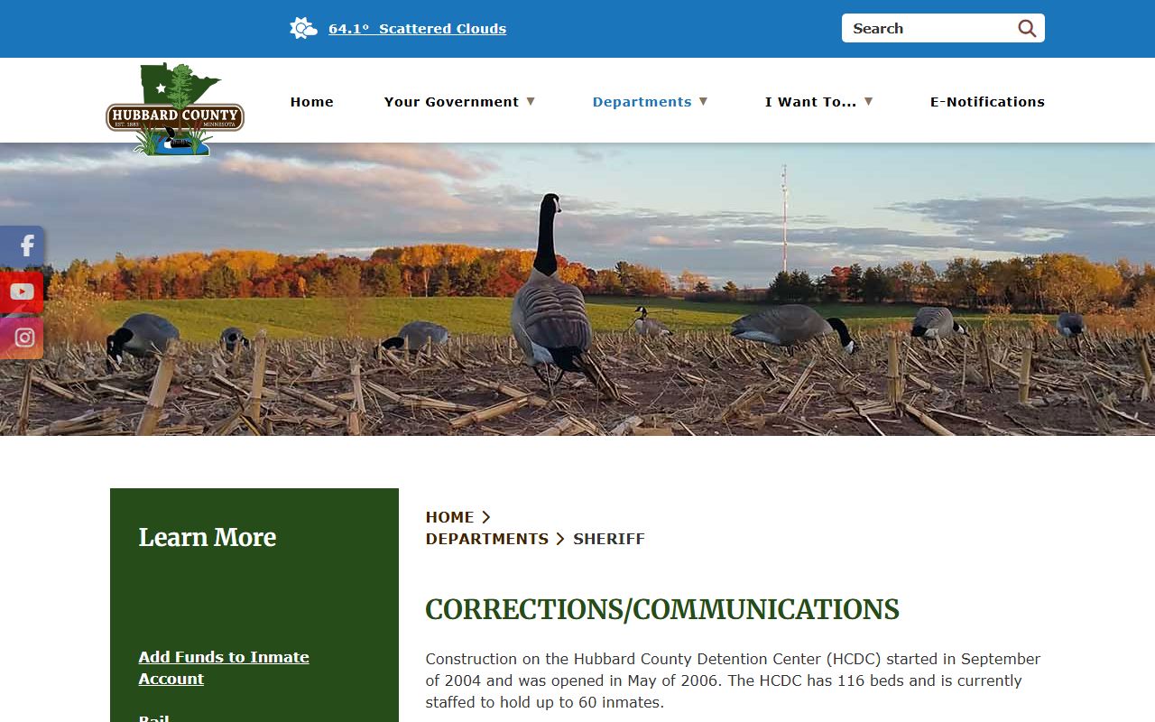 Hubbard County inmate population HCDC facility overview